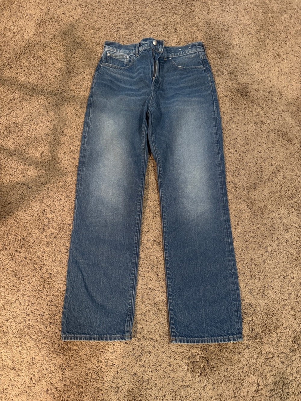 Madewell longline Straight Leg Jeans in Medium Blue Wash
